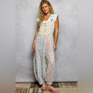 POL Boho Bloom Balloon-Leg Overalls